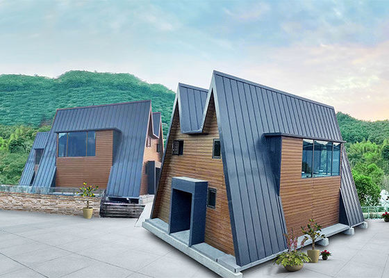 Prefab çelik modüler ev Ağaç bungalow ile hafif çelik çerçeve bir ev tatil için