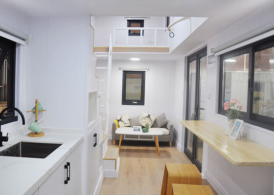 Mutfak ve banyo ile modern küçük ev lüks prefabrik tekerlekli küçük ev