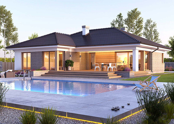 AS / NZS / USA Hafif Çelik Çerçeve Modüler Yapılandırılmış Ev Kits Villa