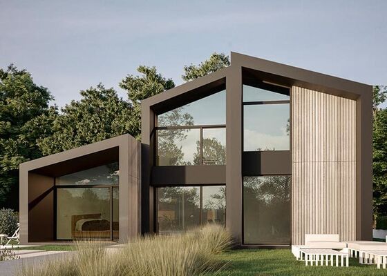 Özel Prefabrik Ev Villa ve Ofis Binası Dış Mekan Alüminyum Pencereler ve Kapılar ile