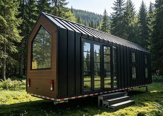 Tekerlekli Lüks Prefabrik Tiny House | Gönderime Hazır Modern Kompakt Yaşam A-Frame Kabin