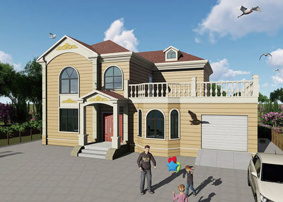 Laminasyonlu Rüzgar Karşıtı Wpc Board Ultra Modern Prefab Evler Hafif Çelik Çerçeve Evi Kitleri